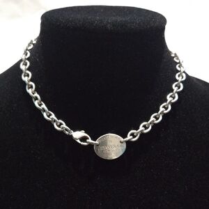 Tiffany & Co. Silver Chain Necklace with Engraved Pendant